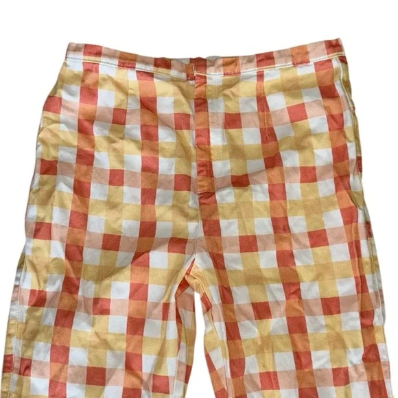 Free People She’s All That Orange Yellow Picnic Gingham Checker Crop Pants - 8 - Picture 7 of 15